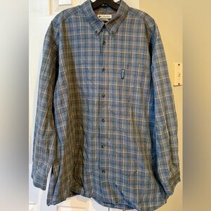 Columbia Men’s 2XL Blue Grey Plaid Button Down Long Sleeve